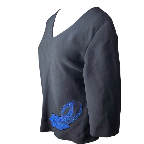 🦋Studio 1 Petite Vintage Embellished Applique  Top - Picture 2 of 6